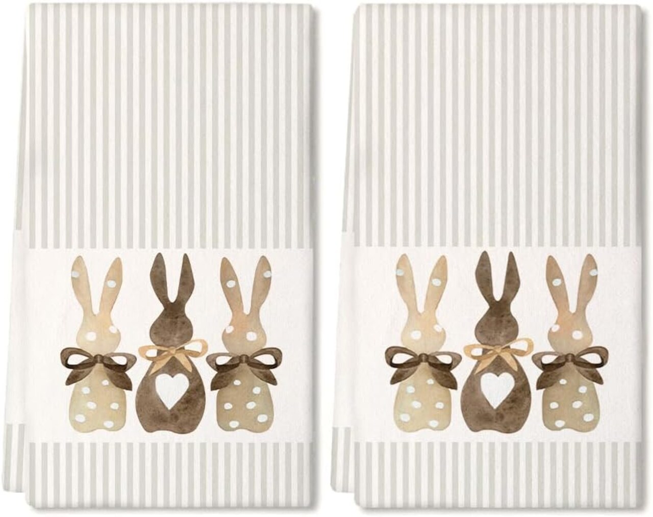 Easter Kitchen Towels Set of 2,Beige Bunny Dish Towels 18x26 Inch Drying Dishcloth,Farmhouse Home Seasonal Spring Decorations AD220
